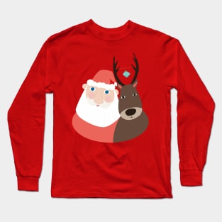 Santa Claus with his faithful reindeer Long Sleeve T-Shirt